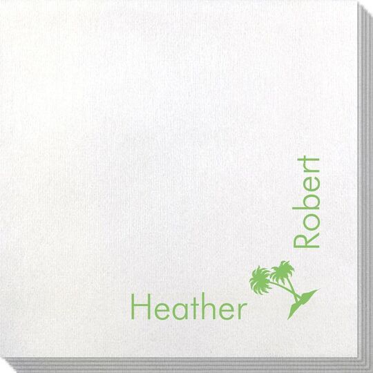 Corner Text with Palm Trees Bamboo Luxe Napkins